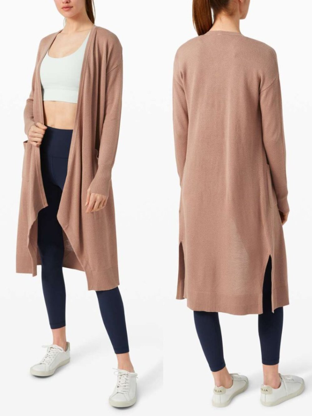 Lululemon Beige Tan Cashlu Knit Lunar Lengths Cardigan